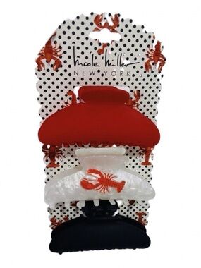 NWT ⚜️🦞⚜️Nicole Miller New York Nautical Hair Claw Clips Set of 3